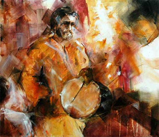 Title: Untitled; Medium: Acrylic on Canvas; Size: 32"X28"; Collection: Private Collection, Mangalore