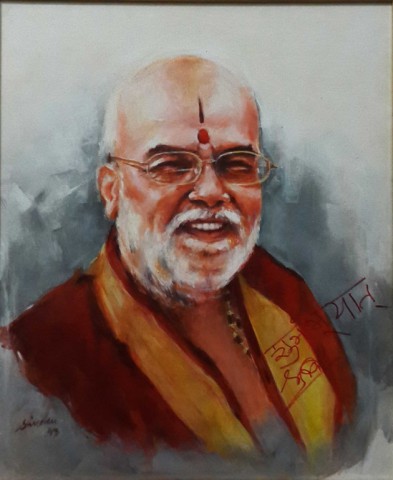 Title:Swami Vidyadhiraj | Medium: Acrylic On Canvas | Size:24" X 20" 