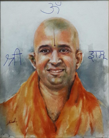 Title: Swami Sayyamindra | Medium:Acrylic on canvas | Size : 20"X16" 