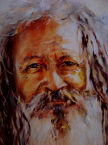 Title: Devrah Hans Baba | Medium: Acrylic on canvas | Size :20"X16" | Collection : Devrah Hans Baba Ashram , Vindyachal