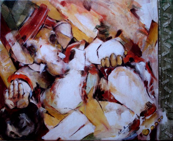 Title: Ganesha; Medium: Acrylic on Canvas; Size: 16"X24"; Collection: Ganesha Vaividyam